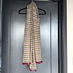 Madewell Scarf - Olive & Burgundy Stripe